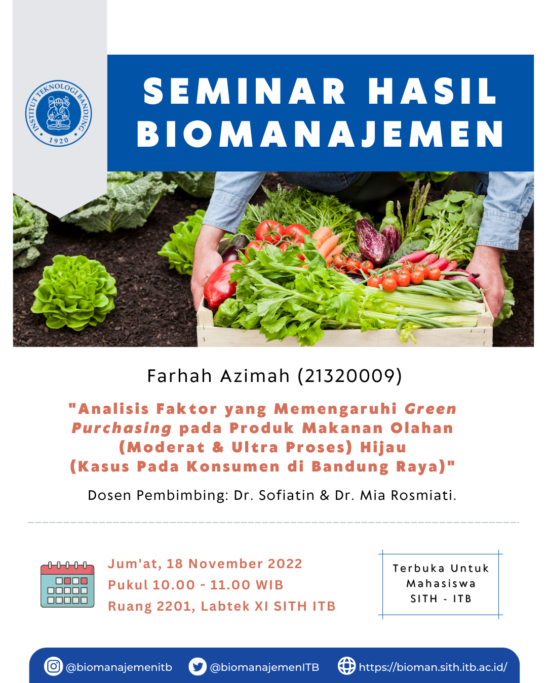 Seminar Hasil Penelitian Biomanajemen