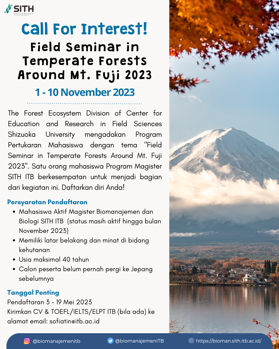 Field Seminar in Temperate Forests Around Mt. Fuji 2023