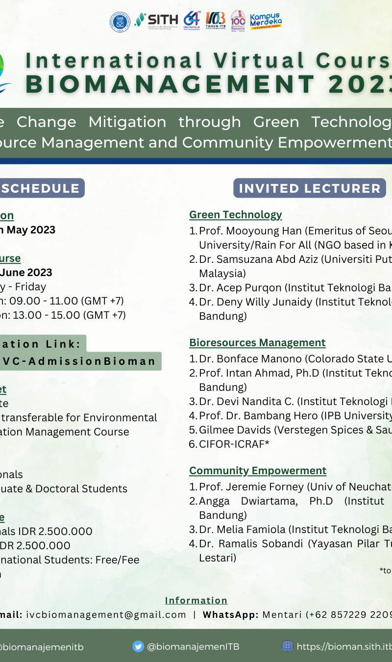 International Virtual Course Biomanagement SITH ITB 2023